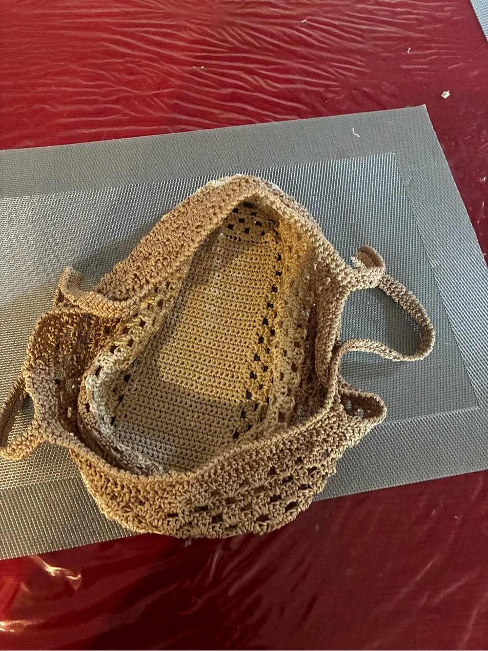 Handcrafted Crochet Tote Bag in Light Brown